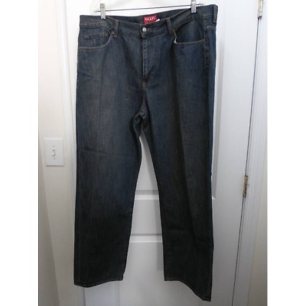 Chaps Mens Classic Straight Jeans Blue Pockets Dark Wash Denim 40 X 30
